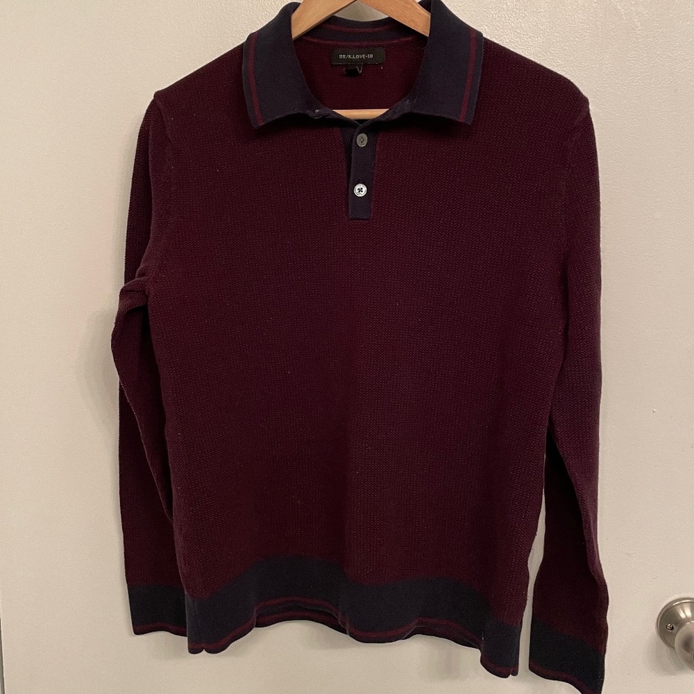 Banana Republic Long Sleeve Supima Cotton Knit Polo Shirt
